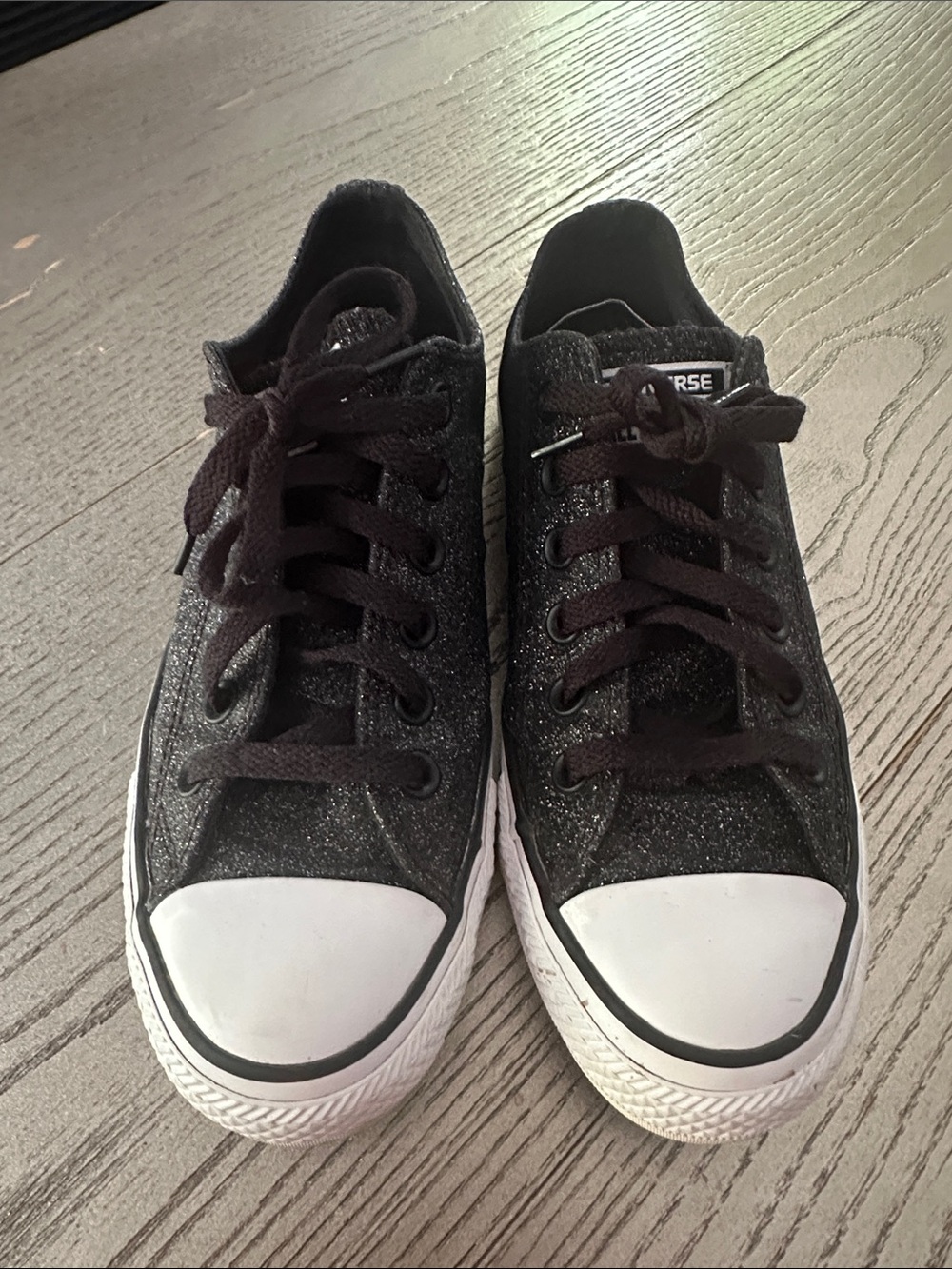 Converse All-Star Black Sparkle Sneakers, size 7